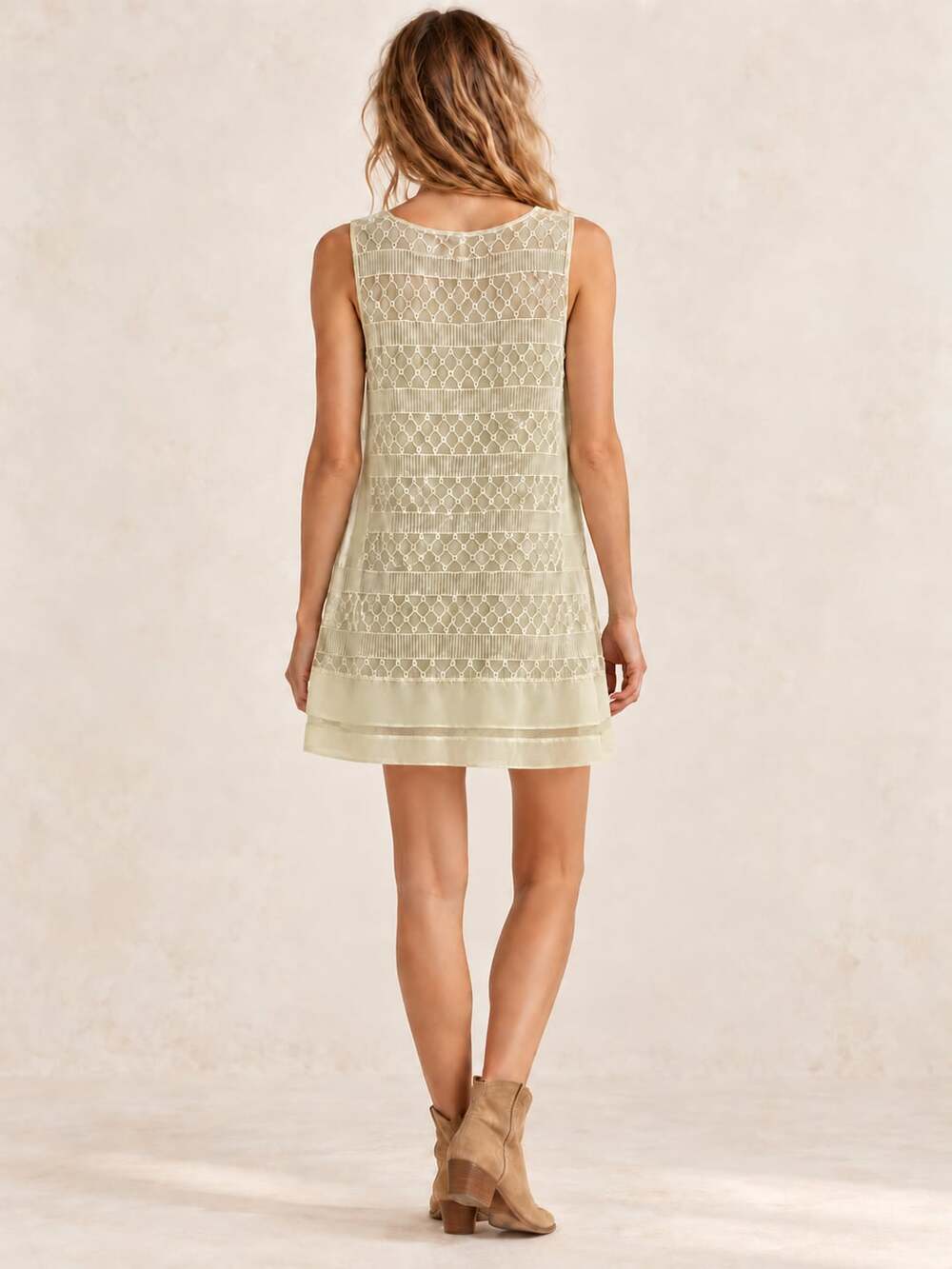 Free People Angel Lace and Crochet Dress Ivory Mini Dress - Picture 2 of 11